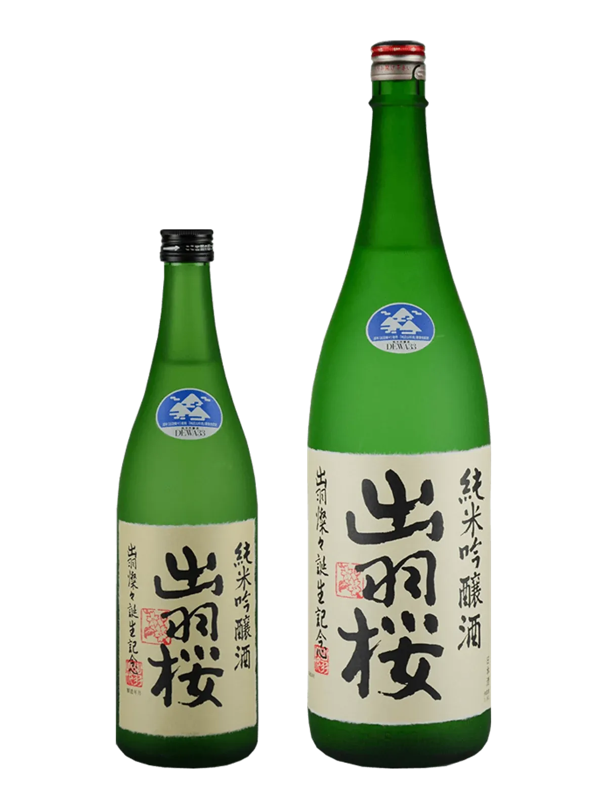 Dewazakura Dewasansan Junmai Ginjo sake bottles
